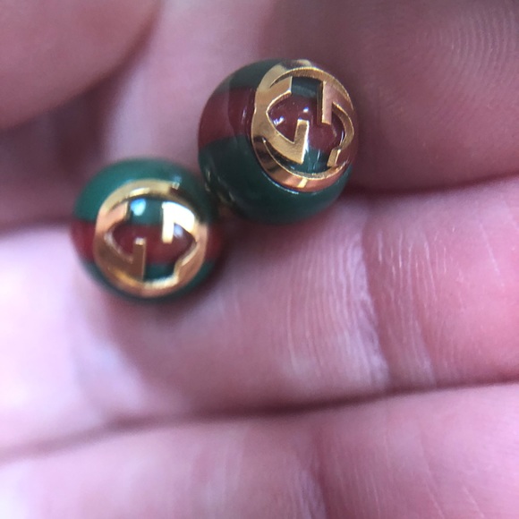 GUCCI Green Red Web Striped Earrings NEW IN GUCCI BOX - Picture 9 of 13
